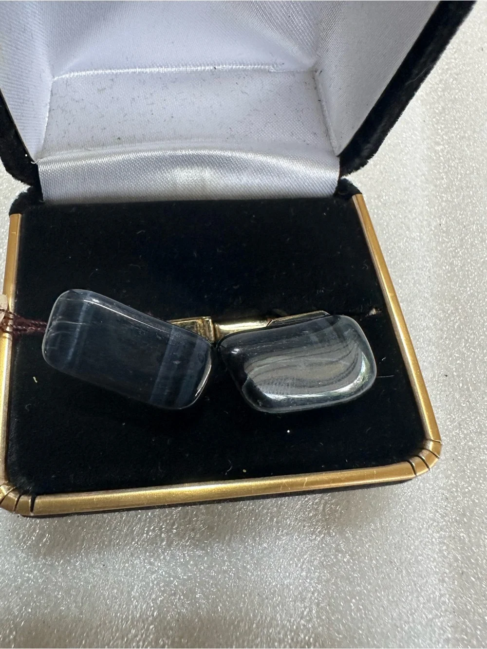 Vintage BlueTiger Eye Stone Cufflinks Mid Century 1960’s